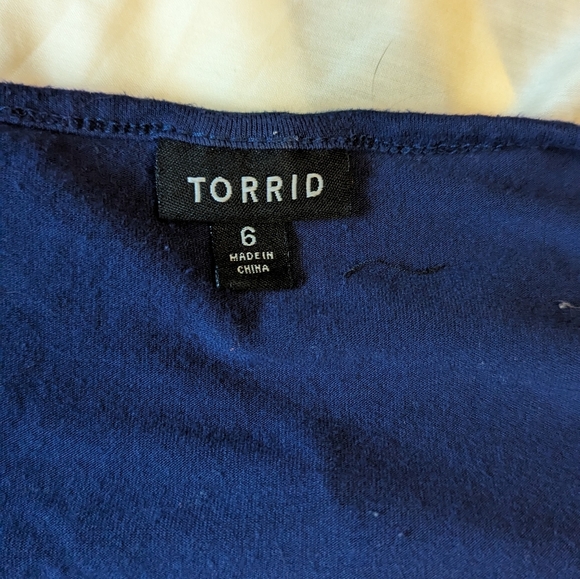 Torrid sz6 (6X) blue super soft midi ruched dress GUC - Picture 7 of 7